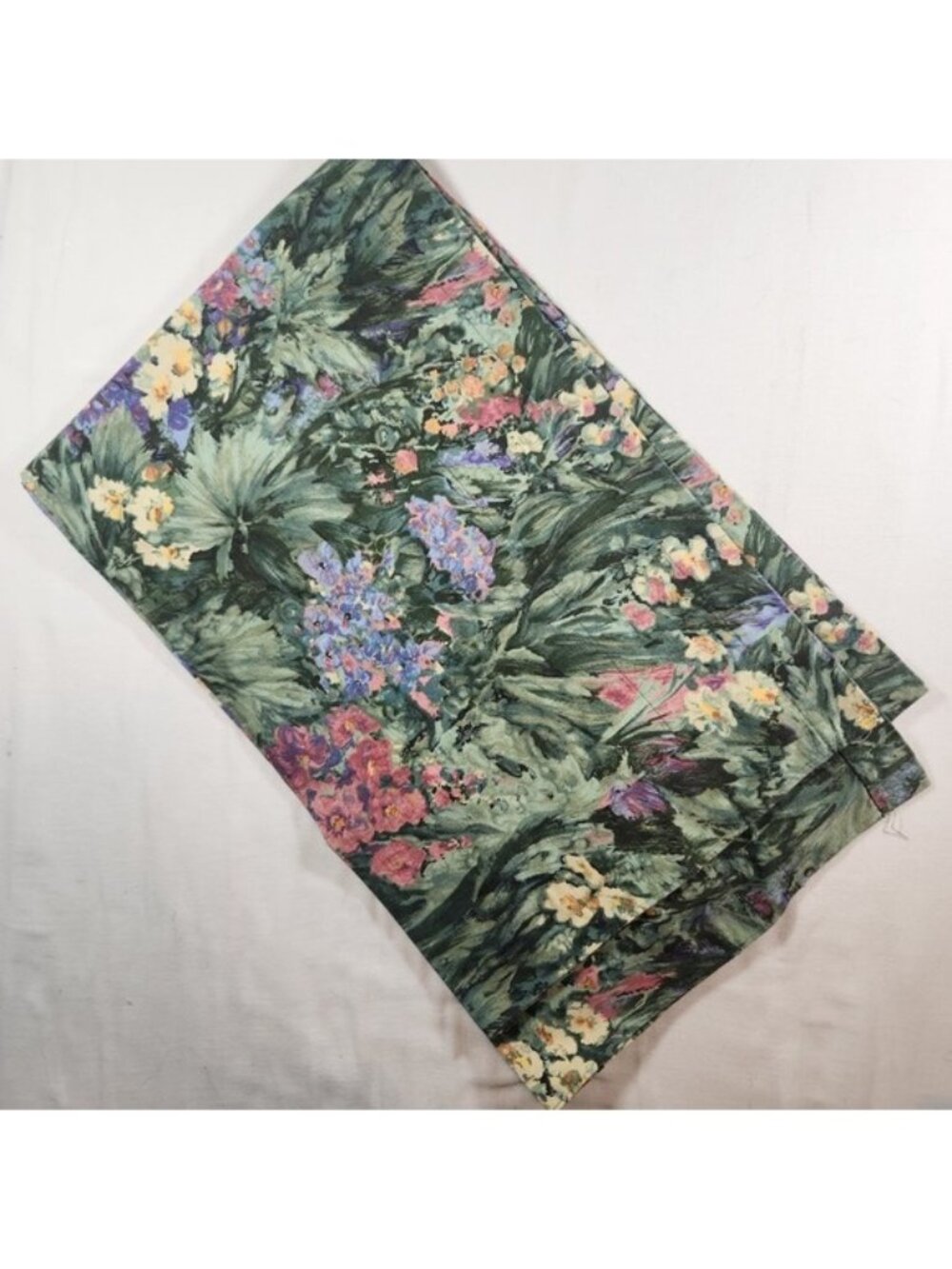 Vintage Floral Window Valance Painterly Garden Botanical Print Green Pink 86x15